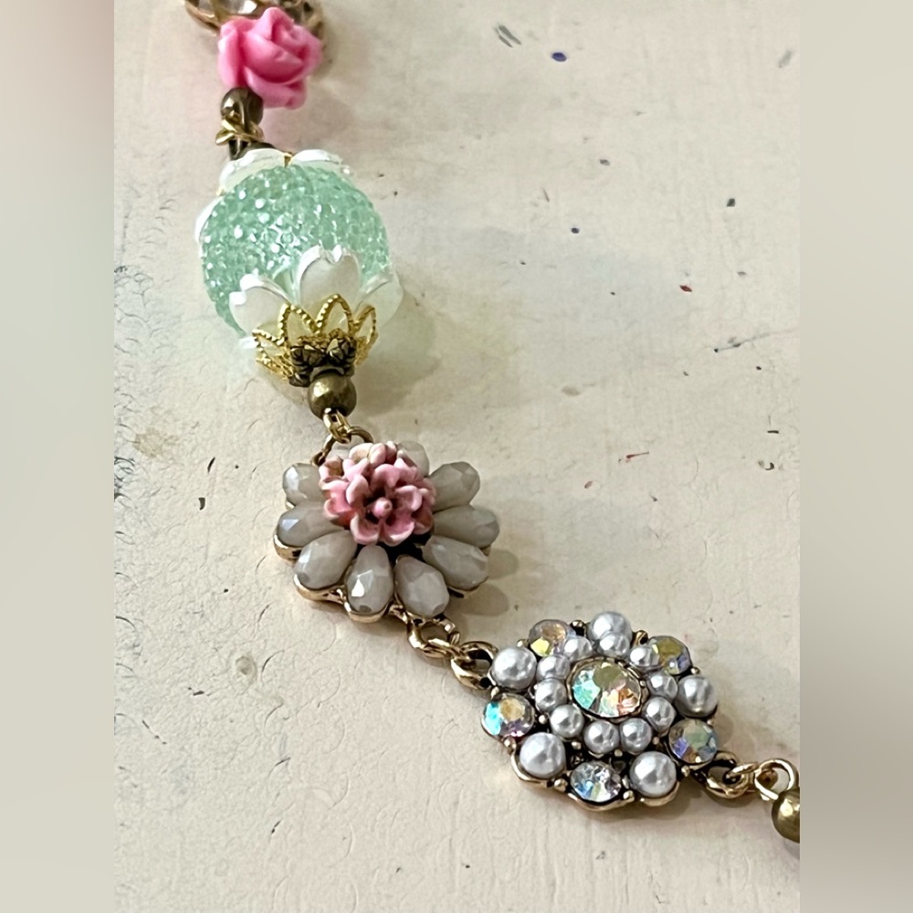 NEW!! Heart Pink Stone Necklace Peacock Earrings Set Handmade Design - Picture 9 of 15